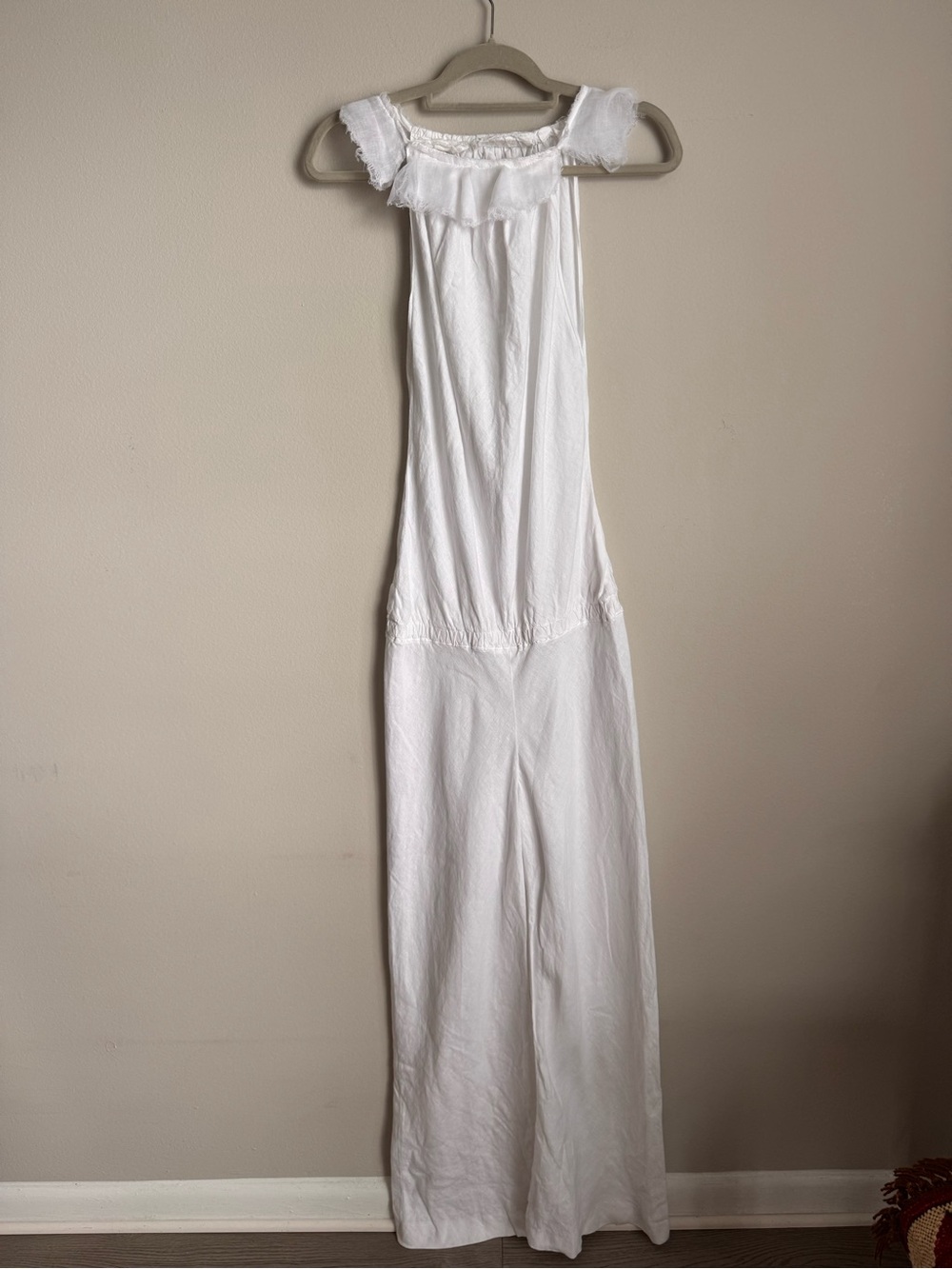Albar & Niveo 100% Linen White Wide Leg Jumpsuit Size S Boho Coastal Resort - Picture 4 of 12